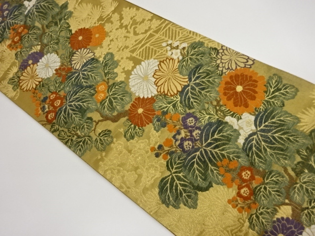 JAPANESE FUKURO OBI / WOVEN FLORAL PLANTS / ARTIST WORK
